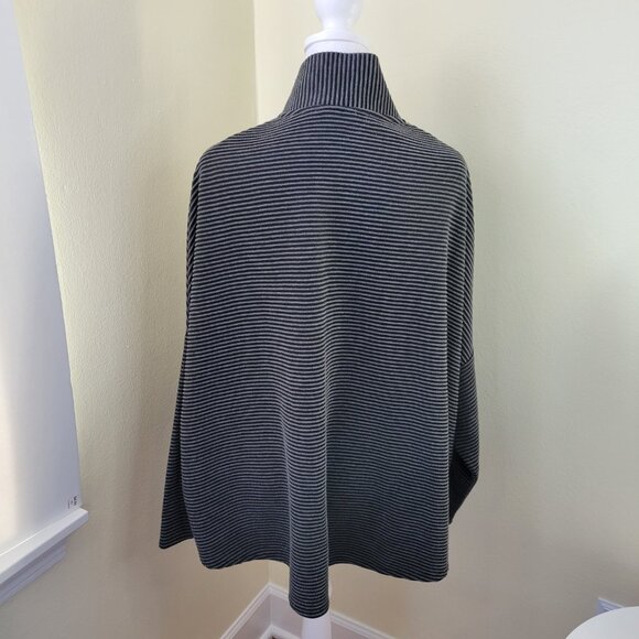 FH Clothing Co Black & Gray Striped Full Zip Long Sleeve Boxy Sweater Size S - Picture 7 of 16